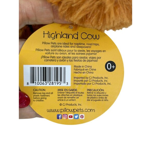 Pillow Pets Peewees Highland Cow Plush Toy Comfort Stuffed Animal Unisex Kids - Picture 7 of 16